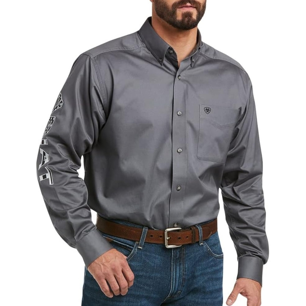 Ariat Men's Grey Long Sleeve Button-Down Work Shirt 3XL New